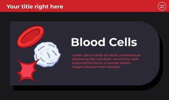 Blood cells biology themed banner and poster design with dark black and red element and text guide placement vector wallpaper isolated on landscape template. Simple, minimalist, and flat styled.