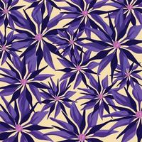 Purple flower pattern textured background vector wallpaper isolated on square yellow backdrop template for social media template, paper and textile scarf print, wrapping paper, poster.