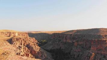 Aerial view scenic ihlara valley rock cliffs with beautiful textures video