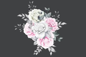 hermosa floral rosas boquet acuarela vector