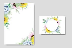 Beautiful watercolor Floral leaves wedding invitation Card Template vector