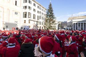 GENOA, ITALY - DECEMBER 22 2019 - Traditional Santa claus walk photo