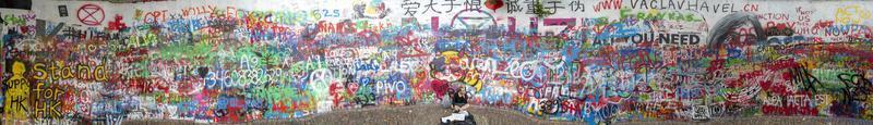 PRAGUE, JULY 15 2019 - Beatles John Lennon graffiti wall photo