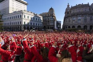 GENOA, ITALY - DECEMBER 22 2019 - Traditional Santa claus walk photo