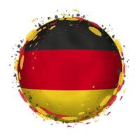 Round grunge flag of Germany with splashes in flag color. vector