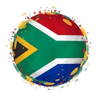 redondo grunge bandera de sur África con salpicaduras en bandera color. vector