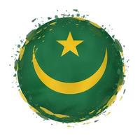 Round grunge flag of Mauritania with splashes in flag color. vector