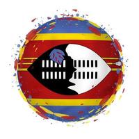 redondo grunge bandera de Swazilandia con salpicaduras en bandera color. vector