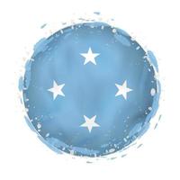 Round grunge flag of Micronesia with splashes in flag color. vector