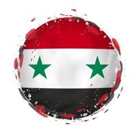 Round grunge flag of Syria with splashes in flag color. vector