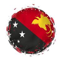 Round grunge flag of Papua New Guinea with splashes in flag color. vector