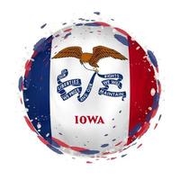 Round grunge flag of Iowa US state with splashes in flag color. vector