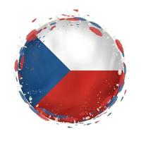 Round grunge flag of Czech Republic with splashes in flag color. vector