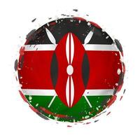 Round grunge flag of Kenya with splashes in flag color. vector