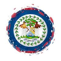 Round grunge flag of Belize with splashes in flag color. vector