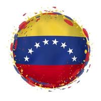 Round grunge flag of Venezuela with splashes in flag color. vector