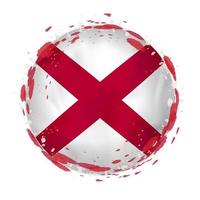Round grunge flag of Alabama US state with splashes in flag color. vector