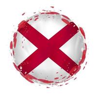 Round grunge flag of Alabama US state with splashes in flag color. vector