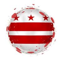 Round grunge flag of District of Columbia US state with splashes in flag color. vector