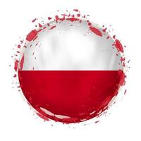 Round grunge flag of Poland with splashes in flag color. vector