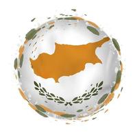 Round grunge flag of Cyprus with splashes in flag color. vector