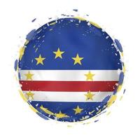 Round grunge flag of Cape Verde with splashes in flag color. vector