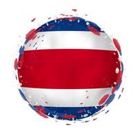 Round grunge flag of Costa Rica with splashes in flag color. vector