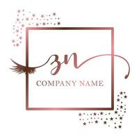 Initial logo ZN handwriting women eyelash makeup cosmetic wedding modern premium vector