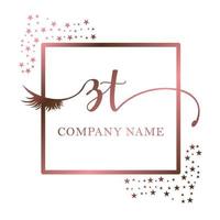 Initial logo ZT handwriting women eyelash makeup cosmetic wedding modern premium vector