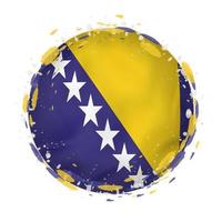 Round grunge flag of Bosnia and Herzegovina with splashes in flag color. vector