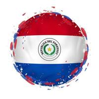 Round grunge flag of Paraguay with splashes in flag color. vector