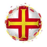 Round grunge flag of Guernsey with splashes in flag color. vector