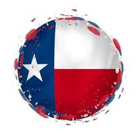 Round grunge flag of Texas US state with splashes in flag color. vector