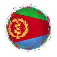 Round grunge flag of Eritrea with splashes in flag color. vector