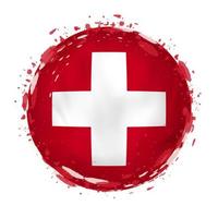 Round grunge flag of Switzerland with splashes in flag color. vector