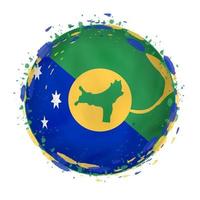 Round grunge flag of Christmas Island with splashes in flag color. vector