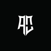 Cinta del logotipo de la letra del monograma de ao con el estilo del escudo aislado en fondo negro vector