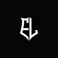 Cinta del logotipo de la letra del monograma el con estilo de escudo aislado sobre fondo negro vector
