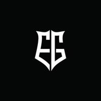 EG monogram letter logo ribbon with shield style isolated on black background vector
