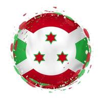 Round grunge flag of Burundi with splashes in flag color. vector