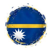 Round grunge flag of Nauru with splashes in flag color. vector