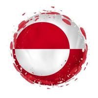 Round grunge flag of Greenland with splashes in flag color. vector