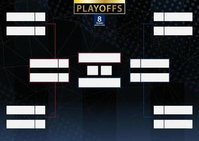 Two conference tournament bracket for 8 team or player on dark background. vector