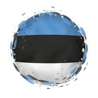 Round grunge flag of Estonia with splashes in flag color. vector