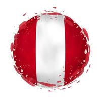 Round grunge flag of Peru with splashes in flag color. vector