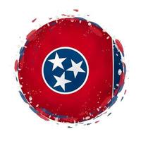 Round grunge flag of Tennessee US state with splashes in flag color. vector