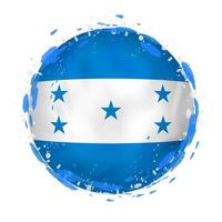 Round grunge flag of Honduras with splashes in flag color. vector