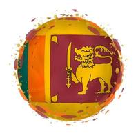 Round grunge flag of Sri Lanka with splashes in flag color. vector