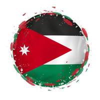 Round grunge flag of Jordan with splashes in flag color. vector