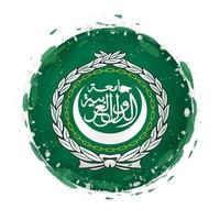 Round grunge flag of Arab League with splashes in flag color. vector